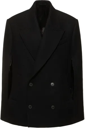 WARDROBE.NYC Double Breasted Cropped Wool Cape