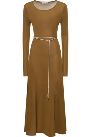 ALEXANDRE VAUTHIER Viscose Knit Dress W/ Embellished Belt