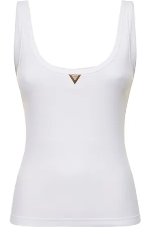 VALENTINO Cotton Ribbed Jersey Logo Tank Top