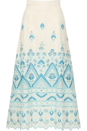 Etro Broderie Anglaise High Rise Midi Skirt