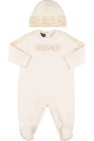 VERSACE Cotton Jersey Long Sleeve Romper & Hat