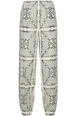 Tory Burch Printed Cotton Mid Rise Pants