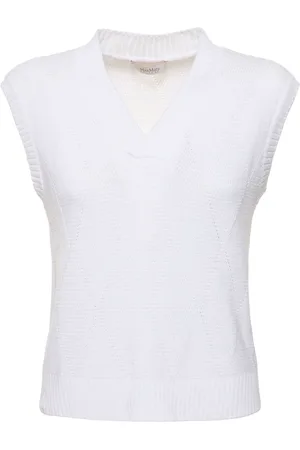 Max Mara Zebio Cotton Knit V Neck Vest