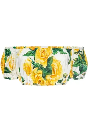 Dolce & Gabbana Cotton Poplin Off Shoulder Crop Top