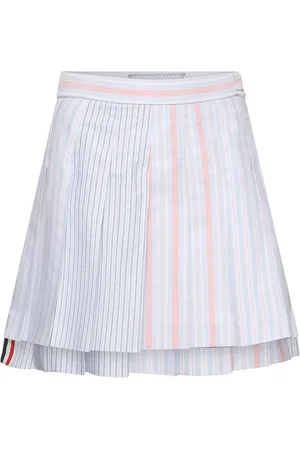 Thom Browne Striped Oxford Cotton Pleated Mini Skirt