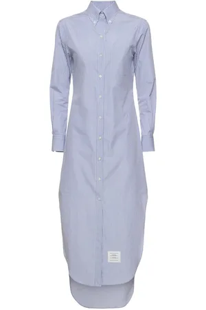 Thom Browne Cotton Poplin Striped Long Shirt Dress