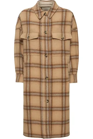 Isabel Marant Fontizia Checked Wool Blend Overcoat