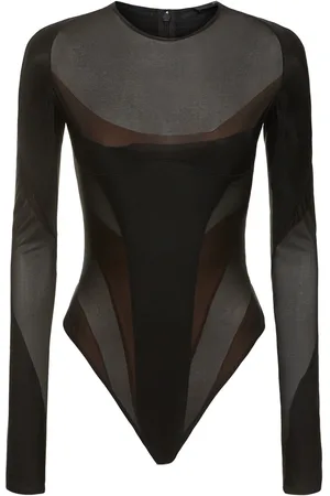 MUGLER Nylon Jersey Long Sleeve Bodysuit