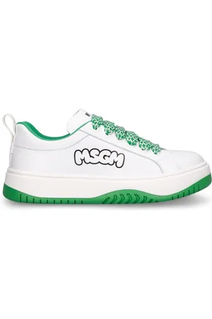 Msgm Logo Print Leather Lace-up Sneakers