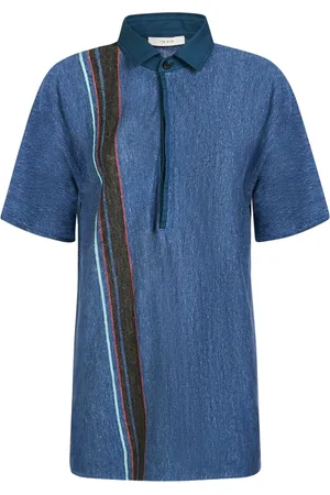 The Row Eddie Linen Polo Shirt W/stripe