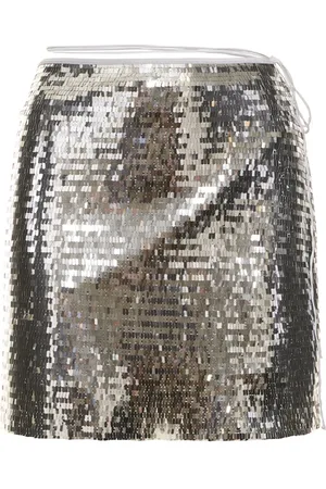 Oseree Asymmetric Sequined Mini Skirt