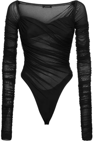 MUGLER Draped Long Sleeve Bodysuit