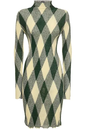 Burberry Silk & Cotton Knit L/s Midi Dress