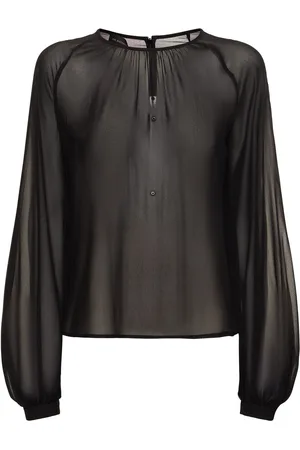 The Andamane Renee Puff Sleeve Silk Blouse