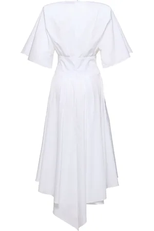 ALEXANDRE VAUTHIER Cotton Poplin S/s Flared Midi Dress