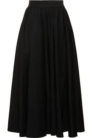 Patou Pleated Cotton Gabardine Long Skirt