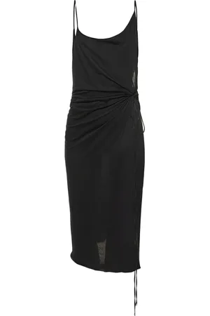 The Attico Cotton Jersey Side Slit Midi Dress