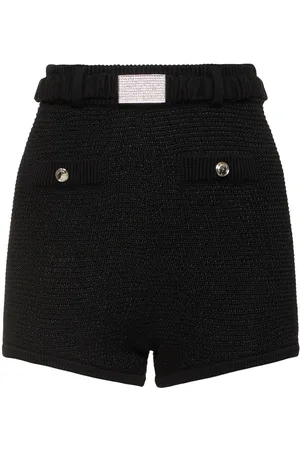 Alessandra Rich Sequined Cotton Blend Knitted Hot Pants
