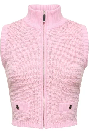 Alessandra Rich High Neck Sequined Knit Vest W/zip