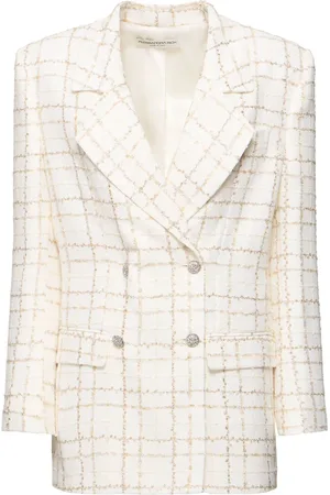 Alessandra Rich Oversized Sequined Checked Tweed Jacket
