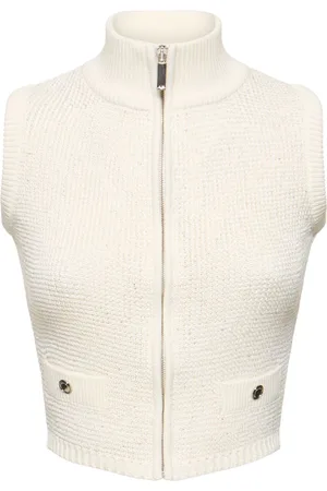 Alessandra Rich High Neck Sequined Knit Vest W/zip