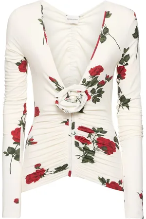 MAGDA BUTRYM Rose Printed Jersey Long Sleeve Top