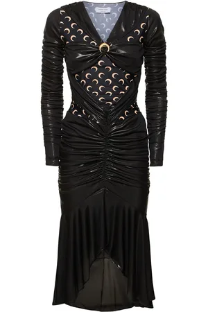 Marine Serre Jersey Draped Midi Dress W/ Cutouts