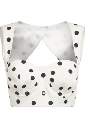 Dolce & Gabbana Polka Dots Print Drill Crop Top