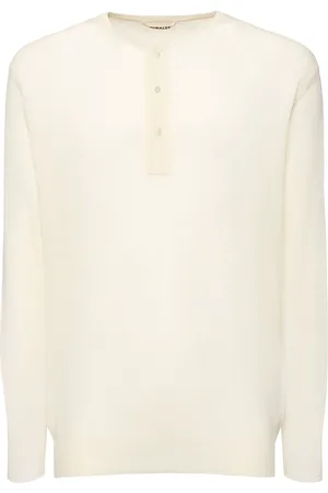 Auralee Henley Wool & Silk Knit Sweater