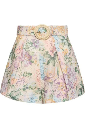 ZIMMERMANN Halliday Printed Linen Tuck Shorts