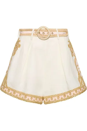 ZIMMERMANN Waverly Linen Embroidered Tuck Shorts