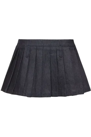 The Frankie Shop Blake Pleated Denim Mini Skirt
