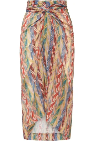 Etro Printed Cotton & Silk Midi Sarong Skirt