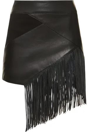 Roberto Cavalli Fringed Leather Mini Skirt