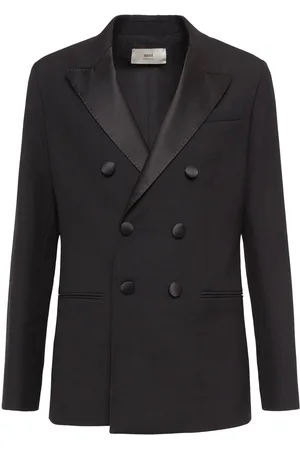 Ami Double Breasted Wool Tuxedo Blazer