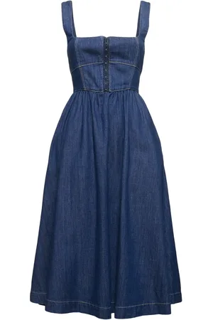 Reformation Tagliatelle Denim Bustier Midi Dress