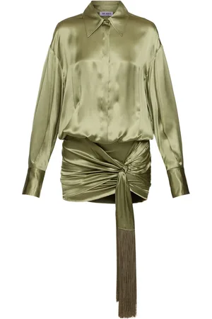 The Attico Satin Long Sleeve Mini Dress