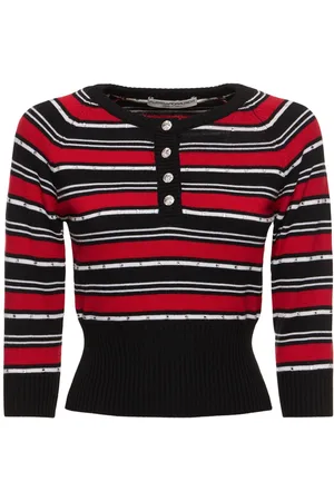 Alessandra Rich Striped Wool Knit Sweater