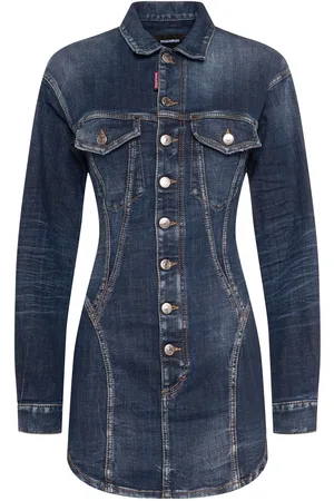Dsquared2 Bustier Denim Long Sleeved Mini Dress