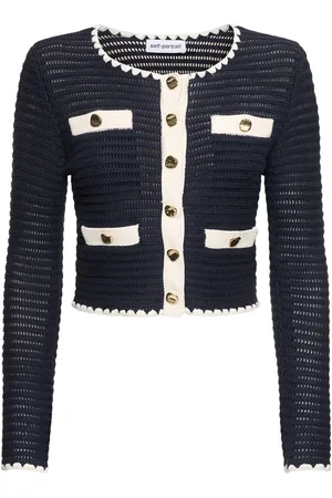 Self-Portrait Crochet Cotton Blend Knit Cardigan