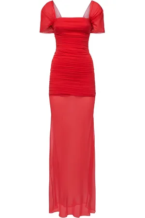 GIUSEPPE DI MORABITO Stretch Silk Cap Sleeve Long Dress