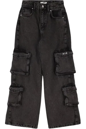 Msgm Cotton Denim Cargo Jeans