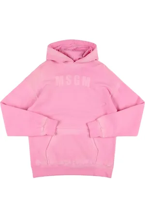 Msgm Logo Faded Cotton Sweatshirt Hoodie
