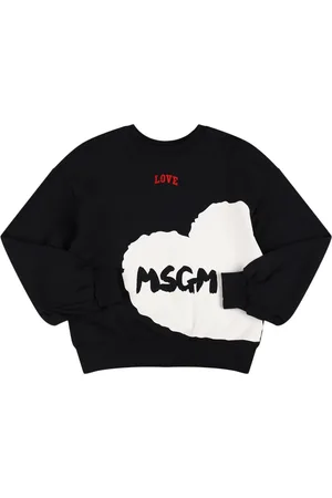 Msgm Love Logo Printed Cotton Sweatshirt