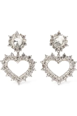 Alessandra Rich Crystal Heart Earrings