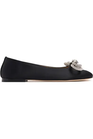 Mach & Mach 10mm Double Bow Satin Ballerina Flats