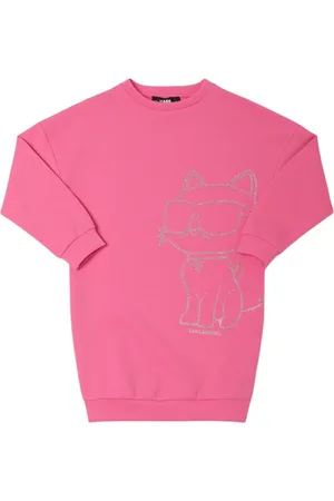 Karl Lagerfeld Embellished Cotton Blend Jersey Dress