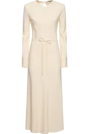 FORTE FORTE Stretch Cady Crepe Midi Dress W/ Bow