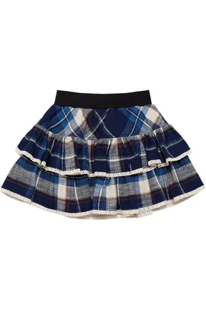 MONNALISA Check Print Cotton Skirt