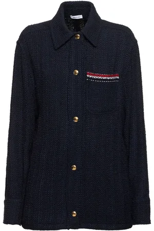 Thom Browne Solid Tweed Shirt Jacket W/ Pocket